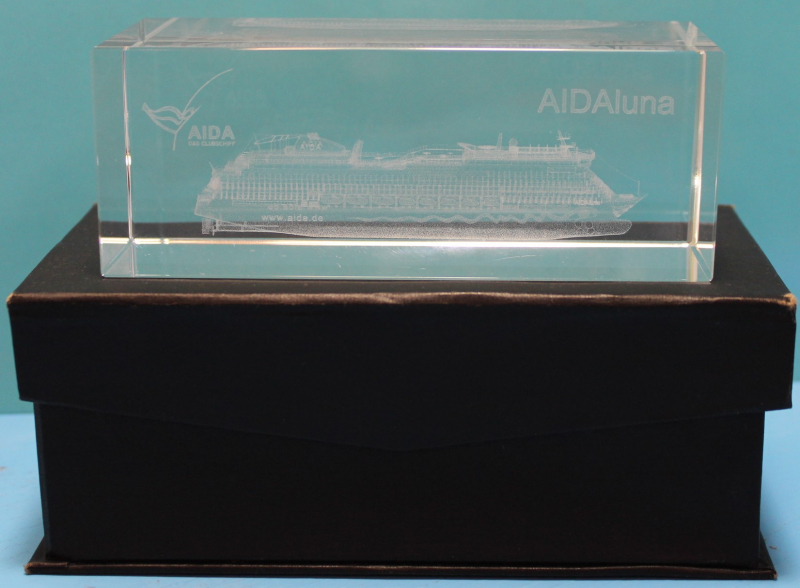 AIDAluna Kreuzfahrtschiff als 3 D Laser Glasblock (1 St.)